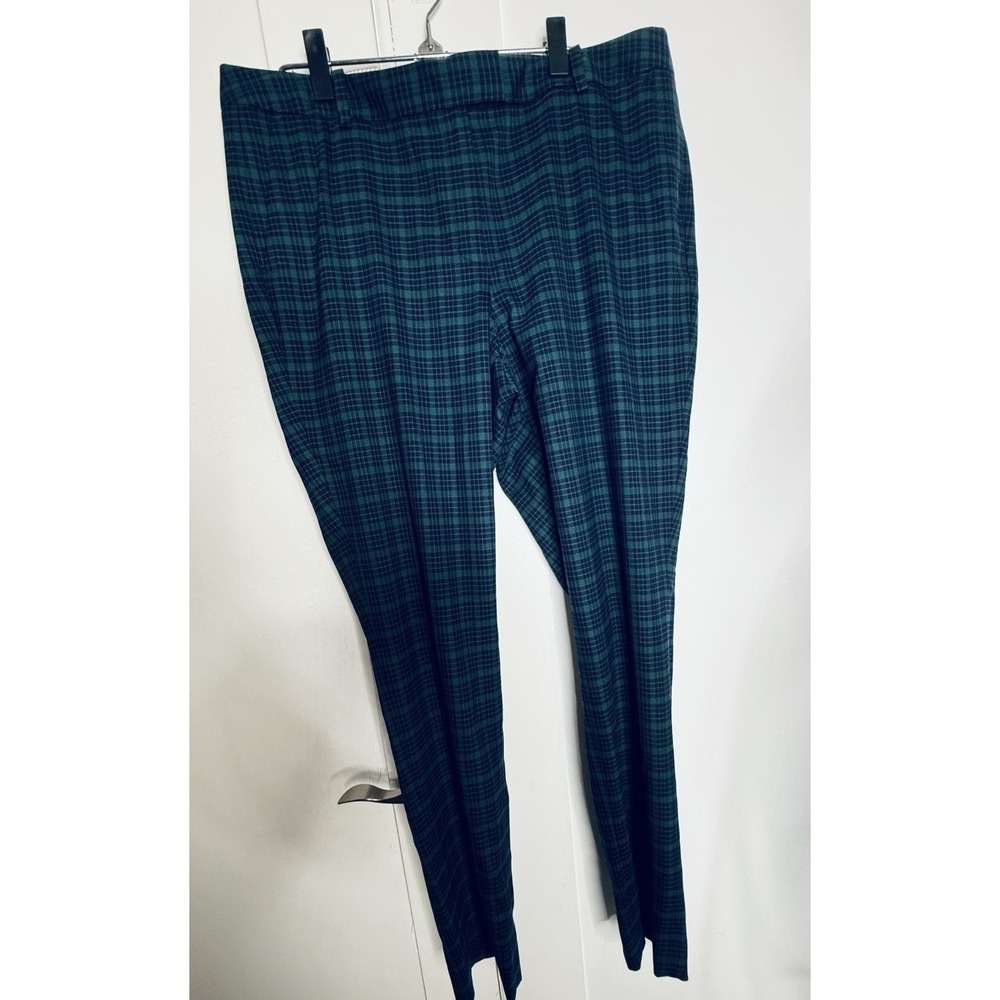 Brooks Brothers Red Fleece Women Plaid Wool Blend Pants 14 Blue Green Tartan NWT